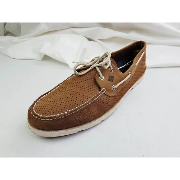 Sperry Top Sider Size 15M Men Camel Mesh Leather Lace Up Low Boat Shoes STS15514 - Picture 3 of 12
